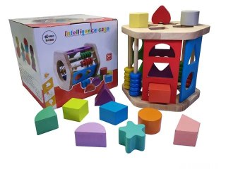 INTELIGENTA DREWNIANA UKŁADANKA MONTESSORI SORTER GEOMETRIA WZORY LICZYDŁO IMPORT PRONICE
