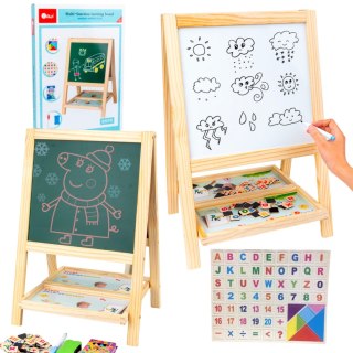 TABLICA DREWNIANA DWUSTRONNA MAGNETYCZNA MARKER KREDA LITERKI CYFRY GĄBKA IMPORT PRONICE