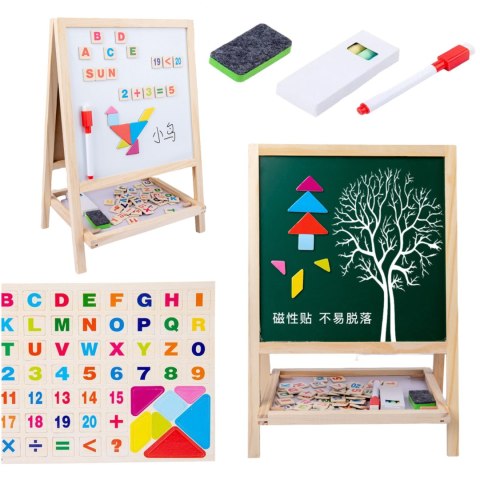 TABLICA DREWNIANA MAGNETYCZNA DWUSTRONNA ZESTAW CYFRY LITERKI TANGRAM KREDY IMPORT PRONICE TABLICA DREWNIANA MAGNETYCZNA DWUSTRONNA ZESTAW CYFRY LITERKI TANGRAM KREDY IMPORT PRONICE