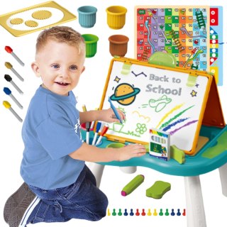 TABLICA EDUKACYJNA KREDOWA DWUSTRONNA STOLIK + GRY + AKCESORIA IMPORT PRONICE
