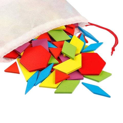TANGRAM DREWNIANE PUZZLE GEOMETRYCZNE FIGURY KARTY GRA LOGICZNA MONTESSORI IMPORT PRONICE