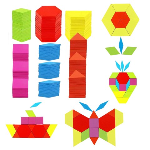 TANGRAM DREWNIANE PUZZLE GEOMETRYCZNE FIGURY KARTY GRA LOGICZNA MONTESSORI IMPORT PRONICE