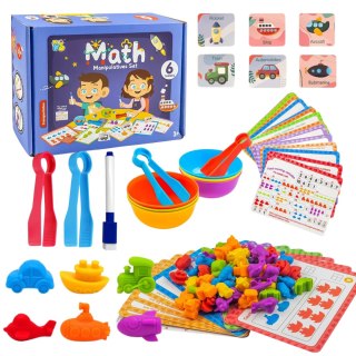 ZESTAW EDUKACYJNY NAUKA LICZENIA FIGURKI MONTESSORI KARTY GRA ZRĘCZNOŚCIOWA IMPORT PRONICE