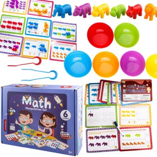 ZESTAW EDUKACYJNY NAUKA LICZENIA FIGURKI MONTESSORI KARTY GRA ZRĘCZNOŚCIOWA IMPORT PRONICE