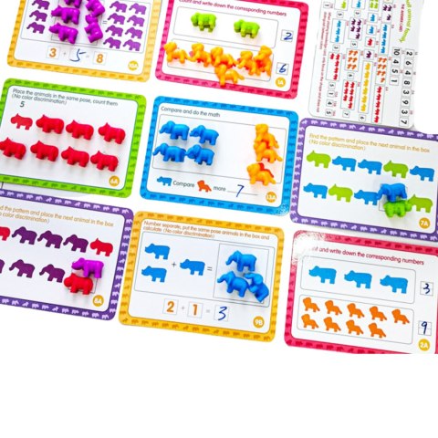 ZESTAW EDUKACYJNY NAUKA LICZENIA FIGURKI MONTESSORI KARTY GRA ZRĘCZNOŚCIOWA IMPORT PRONICE