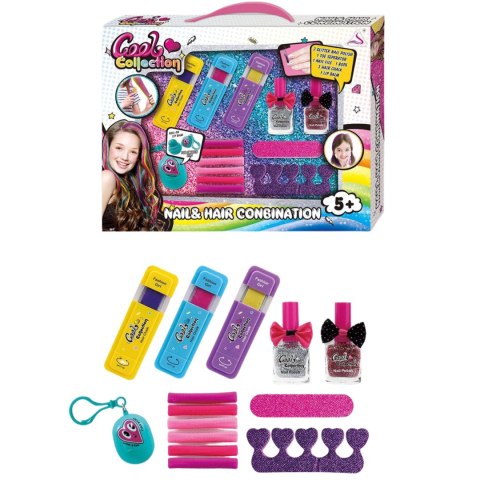 ZESTAW PIĘKNOŚCI LAKIERY DO PAZNOKCI KREDY DO WŁOSÓW PILNIK GUMKI MAKEUP IMPORT PRONICE