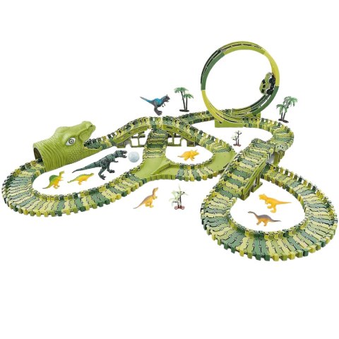 MEGA TOR WYŚCIGOWY XXXL DINOZAUR DINO PARK FIGURKI TREX AUTKO PĘTLA + AKCES IMPORT PRONICE