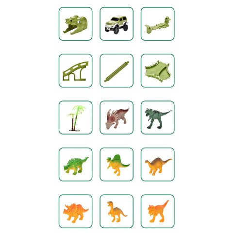 MEGA TOR WYŚCIGOWY XXXL DINOZAUR DINO PARK FIGURKI TREX AUTKO PĘTLA + AKCES IMPORT PRONICE