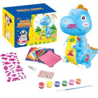 SKARBONKA DLA DZIECI DINOZAUR DUŻY ZESTAW KREATYWNY FIGURKA FARBKI NAKLEJKI IMPORT PRONICE