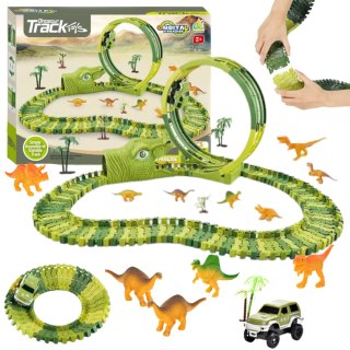 TOR WYŚCIGOWY PĘTLA DINOZAUR DINO PARK AUTKO NA BATERIE DINOZAURY FIGURKI IMPORT PRONICE