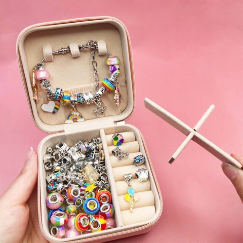 ZESTAW DO ROBIENIA BIŻUTERII BRANSOLETEK DIY CHARMS BEADS KORALIKI PREZENT IMPORT PRONICE