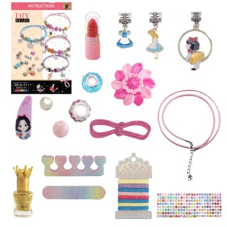 ZESTAW DO ROBIENIA BIŻUTERII BRANSOLETEK DIY KORALIKI CHARMS MAKEUP LAKIERY IMPORT PRONICE