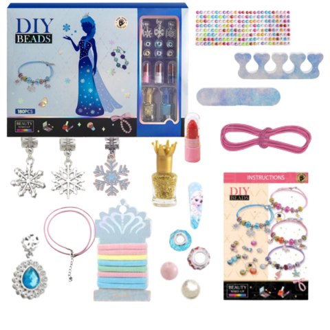 ZESTAW DO ROBIENIA BIŻUTERII BRANSOLETEK DIY KORALIKI CHARMS MAKEUP LAKIERY IMPORT PRONICE