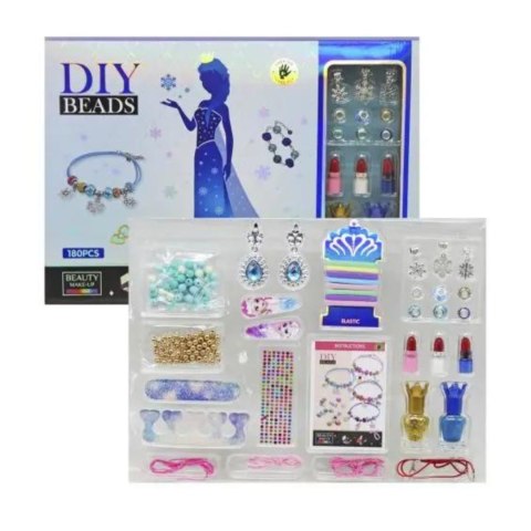 ZESTAW DO ROBIENIA BIŻUTERII BRANSOLETEK DIY KORALIKI CHARMS MAKEUP LAKIERY IMPORT PRONICE