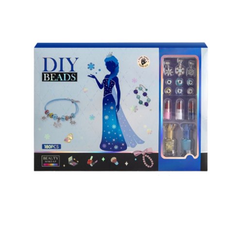 ZESTAW DO ROBIENIA BIŻUTERII BRANSOLETEK DIY KORALIKI CHARMS MAKEUP LAKIERY IMPORT PRONICE