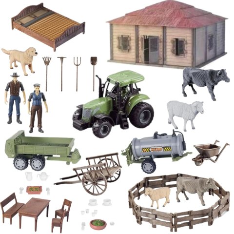ZESTAW FARMA DOMEK ROLNIKA TRAKTOR ZWIERZĘTA 2 ROLNIKÓW NARZĘDZIA AKCESORIA IMPORT PRONICE ZESTAW FARMA DOMEK ROLNIKA TRAKTOR ZWIERZĘTA 2 ROLNIKÓW NARZĘDZIA AKCESORIA IMPORT PRONICE