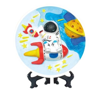 ZESTAW KREATYWNY ODLEWY GIPSOWE FIGURKI DO MALOWANIA KOSMONAUTA GIPS FARBKI IMPORT PRONICE