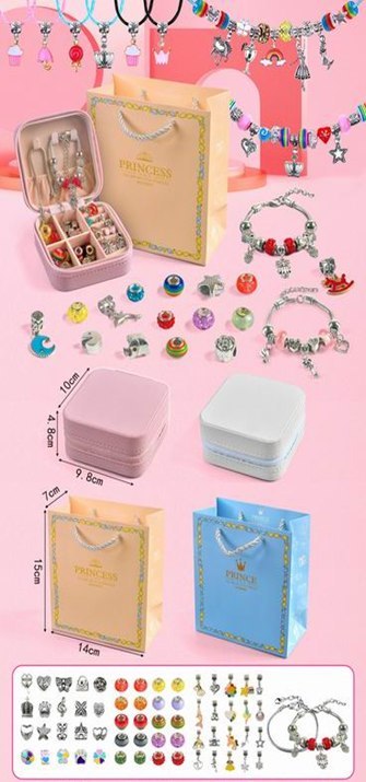 ZESTAW DO ROBIENIA BIŻUTERII BRANSOLETEK DIY CHARMS BEADS KORALIKI PREZENT IMPORT PRONICE