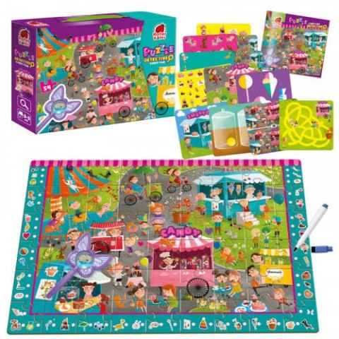 GRA EDUKACYJNA PUZZLE DETEKTYW CUKIERKOWA WRÓŻKA LUPA ROTER KAFER ROTER KAFER