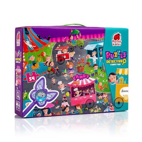 GRA EDUKACYJNA PUZZLE DETEKTYW CUKIERKOWA WRÓŻKA LUPA ROTER KAFER ROTER KAFER