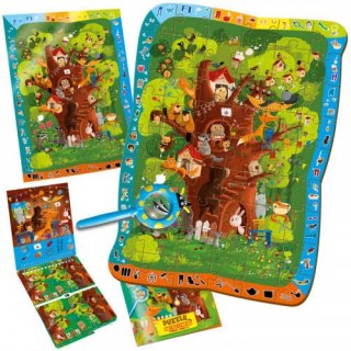 GRA EDUKACYJNA PUZZLE DETEKTYW LEŚNA PRZYGODA ZWIERZĘTA LUPA ROTER KAFER ROTER KAFER