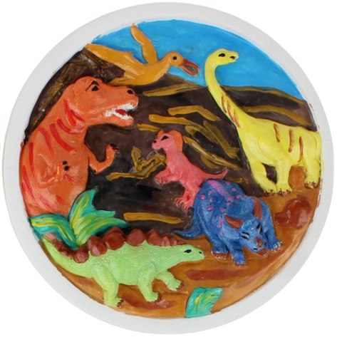 PODSTAWA GIPSOWA DO MALOWANIA DINOZAURY MAŁY ARTYSTA FARBKI + AKCESORIA IMPORT PRONICE