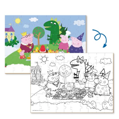 PUZZLE 2W1 ŚWINKA PEPPA 60 ELEMENTÓW UKŁADANKA I KOLOROWANKA W JEDNYM DODO