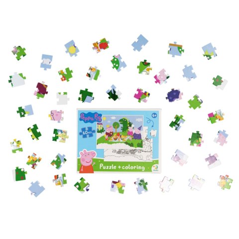 PUZZLE 2W1 ŚWINKA PEPPA 60 ELEMENTÓW UKŁADANKA I KOLOROWANKA W JEDNYM DODO