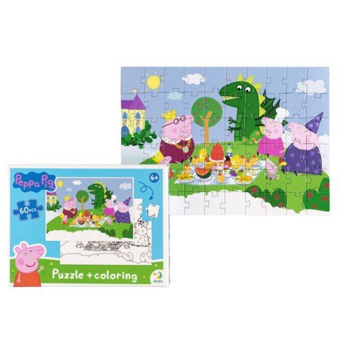 PUZZLE 2W1 ŚWINKA PEPPA 60 ELEMENTÓW UKŁADANKA I KOLOROWANKA W JEDNYM DODO