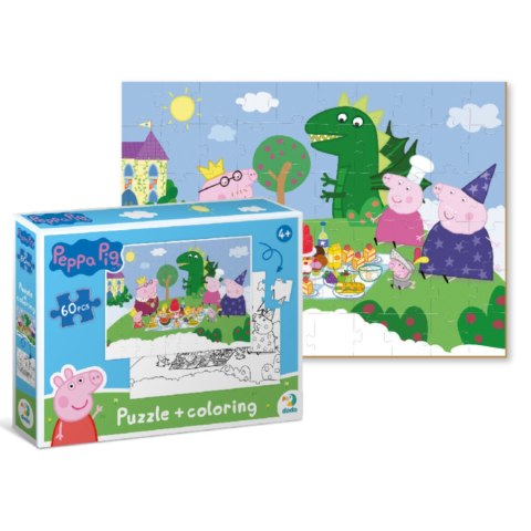 PUZZLE 2W1 ŚWINKA PEPPA 60 ELEMENTÓW UKŁADANKA I KOLOROWANKA W JEDNYM DODO