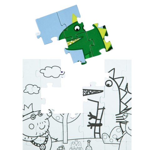PUZZLE 2W1 ŚWINKA PEPPA 60 ELEMENTÓW UKŁADANKA I KOLOROWANKA W JEDNYM DODO