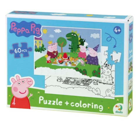 PUZZLE 2W1 ŚWINKA PEPPA 60 ELEMENTÓW UKŁADANKA I KOLOROWANKA W JEDNYM DODO