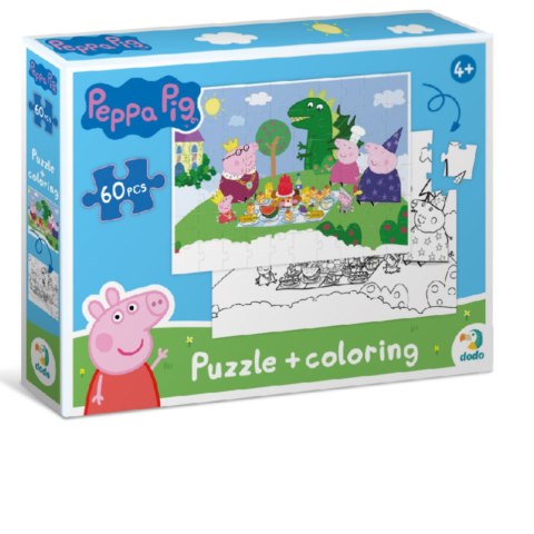 PUZZLE 2W1 ŚWINKA PEPPA 60 ELEMENTÓW UKŁADANKA I KOLOROWANKA W JEDNYM DODO