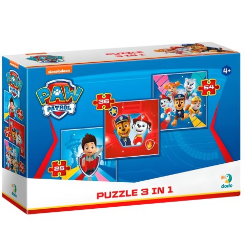 PUZZLE 3W1 PSI PATROL PAW PATROL TRZY UKŁADANKI W JEDNYM DLA NAJMŁODSZYCH DODO