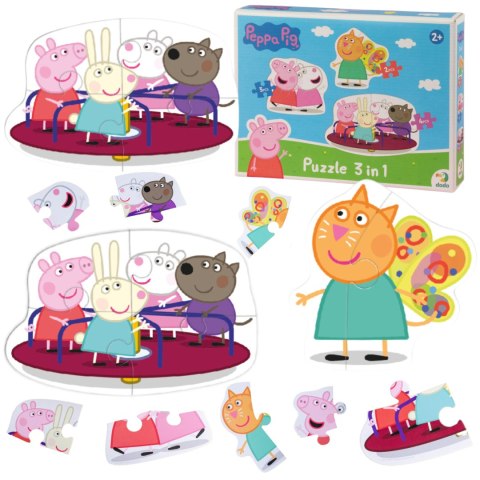 PUZZLE 3W1 "ŚWINKA PEPPA" PEPPA PIG 3 UKŁADANKI W JEDNYM OPAKOWANIU DODO