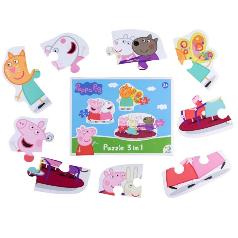 PUZZLE 3W1 "ŚWINKA PEPPA" PEPPA PIG 3 UKŁADANKI W JEDNYM OPAKOWANIU DODO