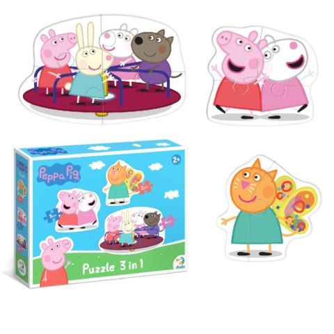 PUZZLE 3W1 "ŚWINKA PEPPA" PEPPA PIG 3 UKŁADANKI W JEDNYM OPAKOWANIU DODO