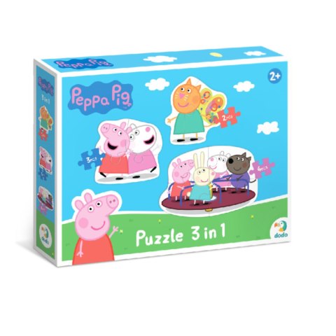 PUZZLE 3W1 "ŚWINKA PEPPA" PEPPA PIG 3 UKŁADANKI W JEDNYM OPAKOWANIU DODO