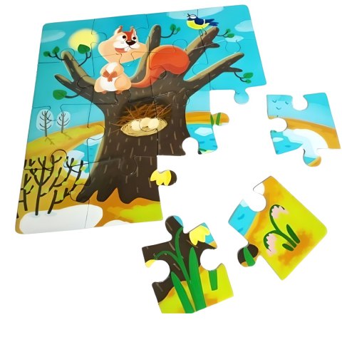PUZZLE 4W1 CZTERY PORY ROKU UROCZA WIEWIÓRKA UKŁADANKI DLA DZIECI DODO