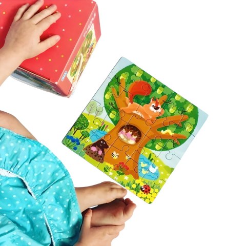 PUZZLE 4W1 CZTERY PORY ROKU UROCZA WIEWIÓRKA UKŁADANKI DLA DZIECI DODO
