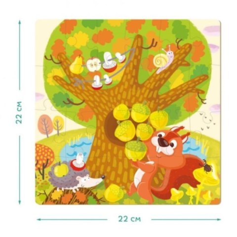 PUZZLE 4W1 CZTERY PORY ROKU UROCZA WIEWIÓRKA UKŁADANKI DLA DZIECI DODO