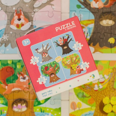 PUZZLE 4W1 CZTERY PORY ROKU UROCZA WIEWIÓRKA UKŁADANKI DLA DZIECI DODO