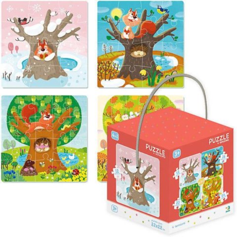 PUZZLE 4W1 CZTERY PORY ROKU UROCZA WIEWIÓRKA UKŁADANKI DLA DZIECI DODO