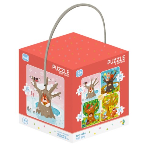 PUZZLE 4W1 CZTERY PORY ROKU UROCZA WIEWIÓRKA UKŁADANKI DLA DZIECI DODO