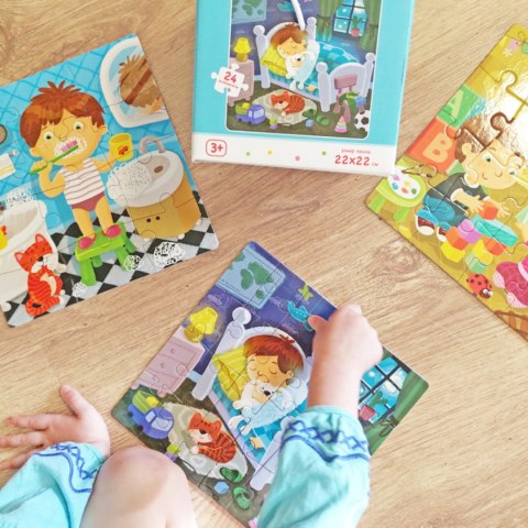 PUZZLE 4W1 MÓJ DZIEŃ CODZIENNE RYTUAŁY 4 KOLOROWE UKŁADANKI DLA DZIECI DODO