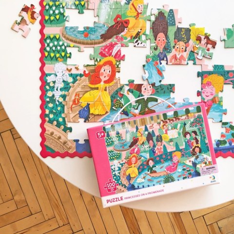 PUZZLE KSIĘŻNICZKI NA SPACZERZE 100 ELEMENTÓW DO UŁOŻENIA KOLOROWY OBRAZEK DODO