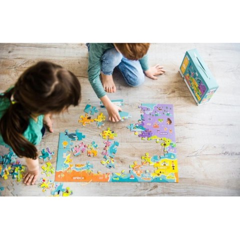 PUZZLE MAPA ŚWIATA 100 ELEMENTÓW DLA MAŁYCH ODKRYWCÓW UKŁADANKA DLA DZIECI DODO