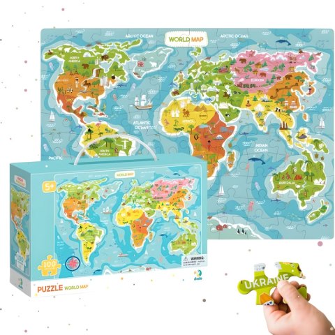 PUZZLE MAPA ŚWIATA 100 ELEMENTÓW DLA MAŁYCH ODKRYWCÓW UKŁADANKA DLA DZIECI DODO