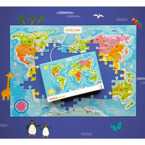 PUZZLE MAPA ŚWIATA 100 ELEMENTÓW DLA MAŁYCH ODKRYWCÓW UKŁADANKA DLA DZIECI DODO