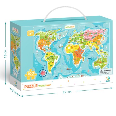 PUZZLE MAPA ŚWIATA 100 ELEMENTÓW DLA MAŁYCH ODKRYWCÓW UKŁADANKA DLA DZIECI DODO